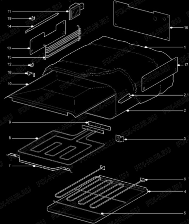 Взрыв-схема плиты (духовки) Aeg 3215V-D - Схема узла H10 Grill cavity assy